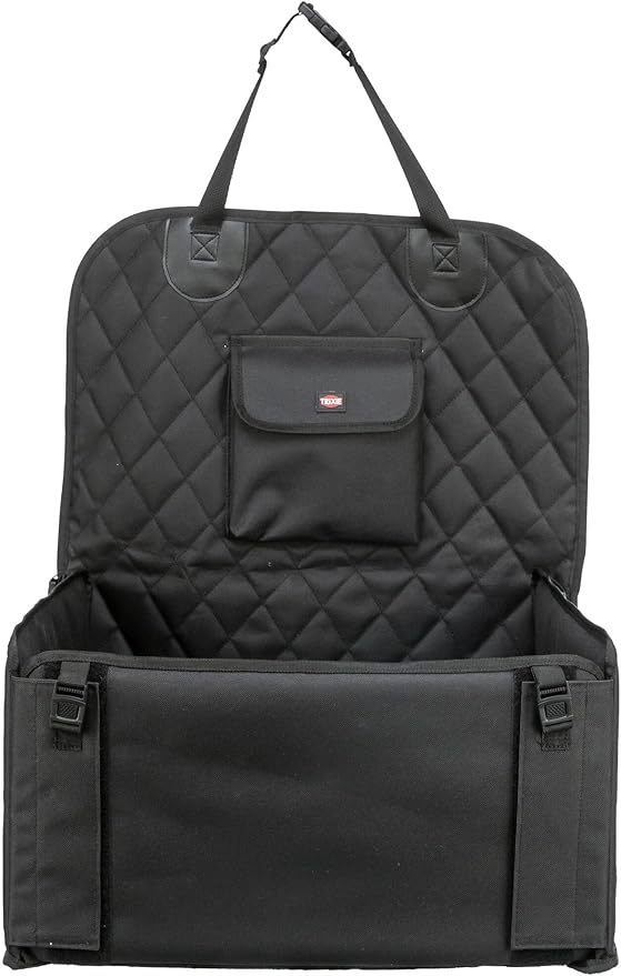 Trixie Lite Dog Car Seat 17.7 × 9.4 × 17.7 in – Foldable Booster with Safety Tether, Side Pocket & Fold-Down Panels – Travel Bed for Small Dogs with Water-Resistant Fabric