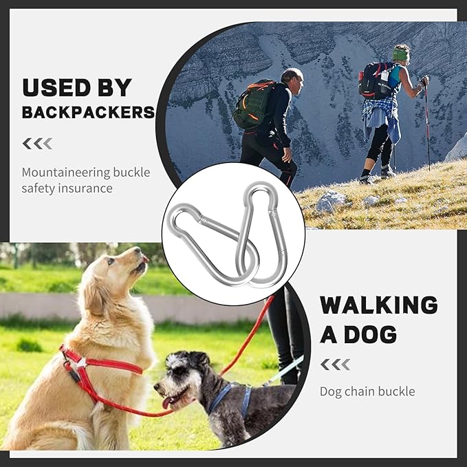 Carabiners Clip Spring Snap Hook,Heavy Duty Galvanized Steel Carabiner,Safety Quick Links Snap Hooks,Spring Clips for Swing Hammock Camping Keychain Outdoor