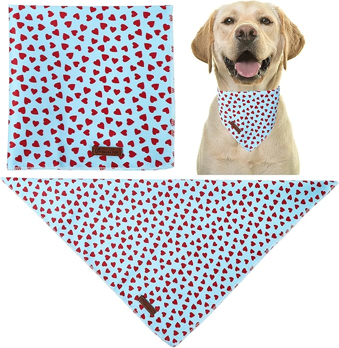 Valentine's Dog Bandana, UP URARA PUP Soft Cotton Adjustable Pet Scarf for Small, Medium, and Large Dogs, Cute and Comfortable Dog Accessory,L