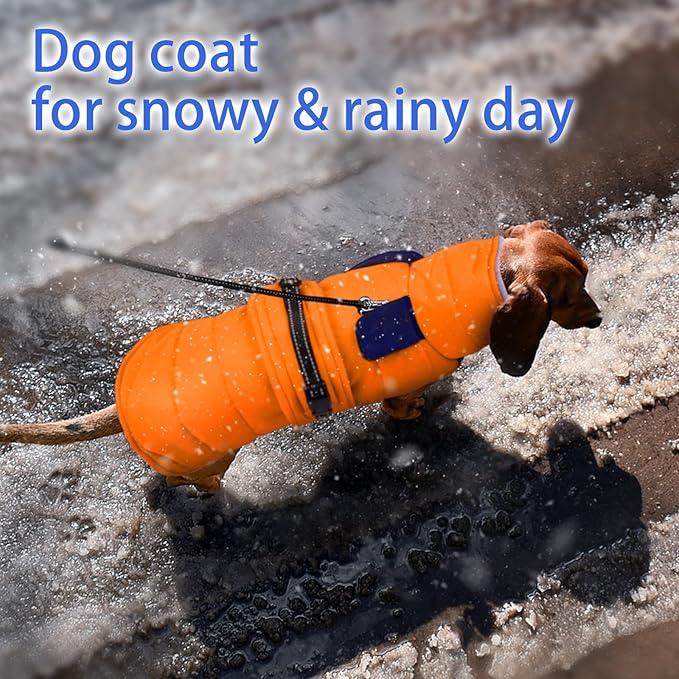 MIGOHI Waterproof Dog Winter Coat - Thick Dog Fleece Jacket with Reflective Strips, Warm Winter Snowsuit Sweater for Small Dogs,Machine Washable,French Bulldog,M,Orange