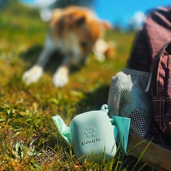 Eco Duo Set: Pawtria Dog Poop Bags (120) + Premium Silicone Poop Bag Holder for Leash, BPA-Free, Leak-Proof, Zero Plastic, Zero Waste, Supports Rescue Dogs (Dispenser + 120 Poo Bags)