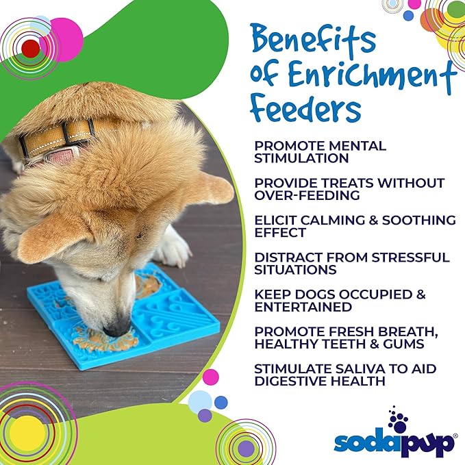 SodaPup Sky eMat – Durable Lick Mat Enrichment Feeder Made in USA from Non-Toxic, Pet-Safe, Food Safe Rubber for Mental Stimulation, Digestive Health, Avoid Overfeeding, Calming, More