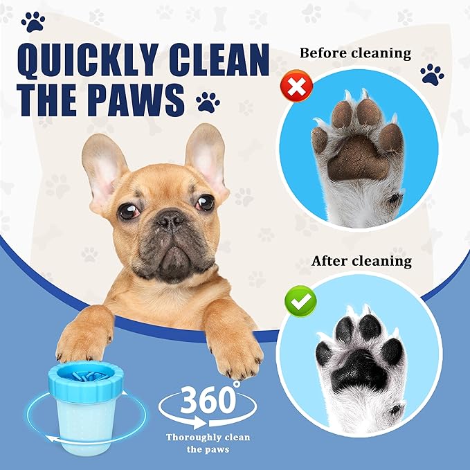Dog Paw Cleaner Cup, Soft Silicone, Portable, Easy to Clean, Removes Mud and Dirt, Grooming Accessory for Home, Travel – Blue, S