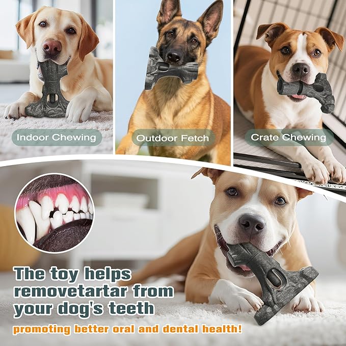 Bully Stick Holder for Dogs, Tough Chew Toy for Aggressive Chewers, Anti-Choking Dog Stick Holder Made of Food-Grade Nylon & Coffee Wood Fiber, Dishwasher Safe Durable Dog Toy for Large Dogs