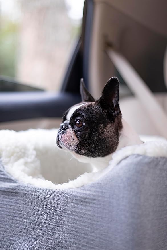 Snoozer Dog Car Seat: Lookout I Dog Booster Car Seat for Pets up to 18lbs, Helps Alleviate Travel Sickness & Fear for Dogs, Removable Washable Cover – Stone Diamond, Size Small
