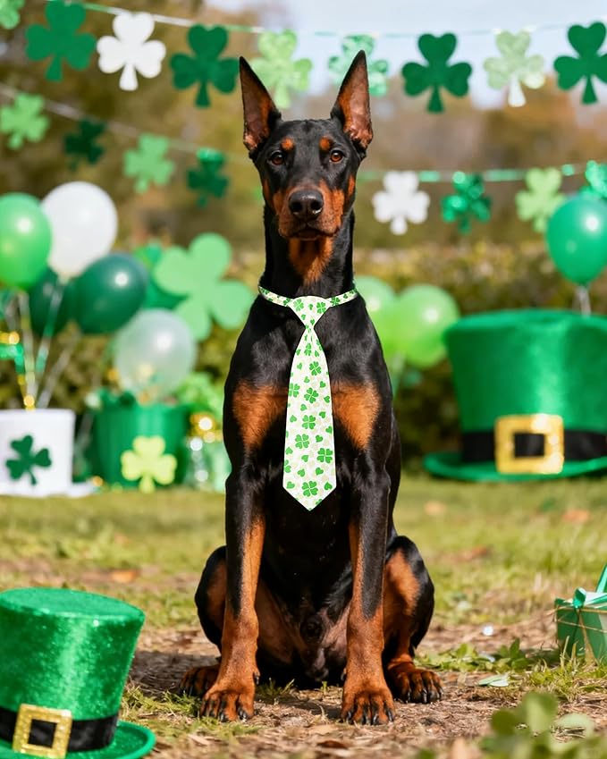 PET SHOW 10 Pack St. Patrick's Day Big Dog Ties Neckties for Large Breed Dogs XL Adjustable Holiday Grooming Accessories Neck Ties Bowties Girl Boy Pets Festival Costumes Wedding Party Gift Favor