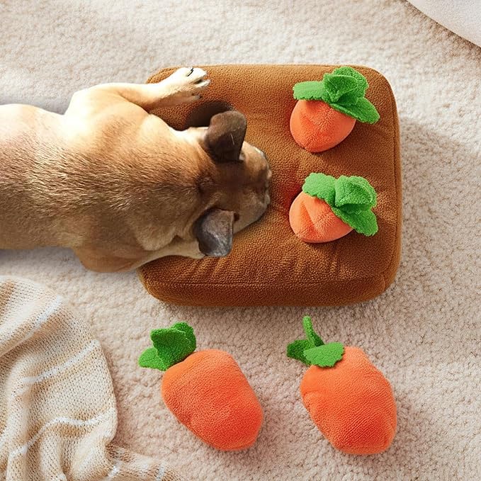 Puppy Snuffle Mat - 150gSmall Dog Carrot Toy, Soft Interactive Feeding Rug, Enrichment Puzzle Pad, Stimulating Nose Work Gear | Fun Pet Activity Matt for Animal Lovers Pet Parents Busy Professionals