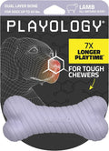 Playology Dog Toys | Dual Layer Bone Durable Chew Toy Bone for Dogs | Medium Lamb Scented Toy - Easy to Clean and Made from Non Toxic Materials