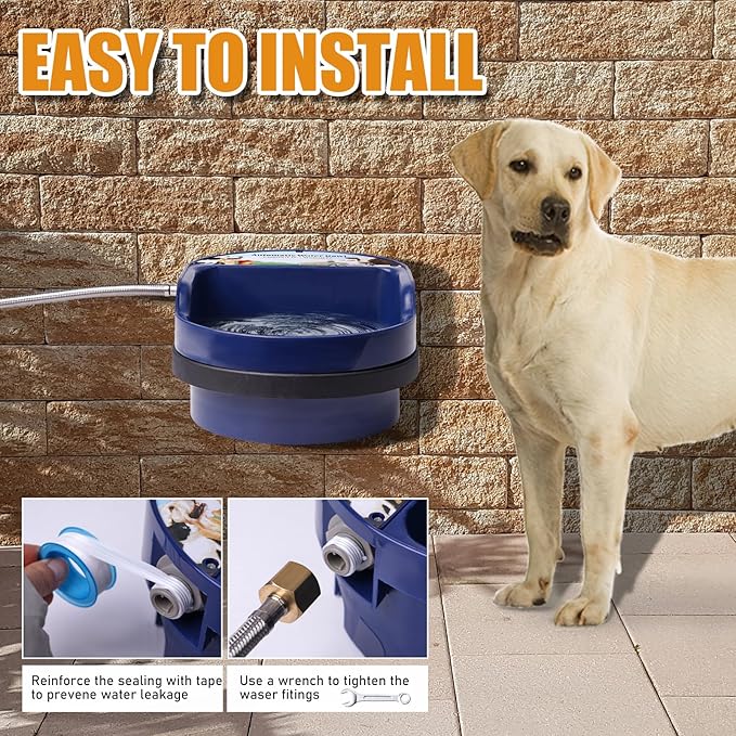 Automatic Dog Water Bowl Wall-Mounted Water Dispenser for Dogs 2L Space Saving Outdoor Water Bowl Dispenser Dog Waterer with Float Valve for Chickens Dogs