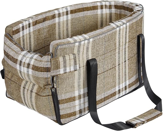 Dog Car Seat for Center Console, Portable Pet Carrier Bed with Built-in Leash & Magic Tape, Soft Puppy Car Booster for Small Dogs Up to 8Kg & Cats Up to 6Kg for Safe Travel