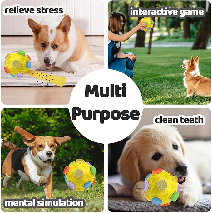 Snuffle Ball for Dogs - Sniffle Dog Treat Ball, Mental Stimulating Dog Toys, Treat Snuffle Ball, Dog Snuffle Toy for Small, Medium and Large Dogs (Yellow)