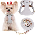 Puppytie No Pull xs Dog Harness with Multifunction Dog Leash,Soft Adjustable No Choke Escape Proof Pet Harness Vest,Denim Gray,XXS