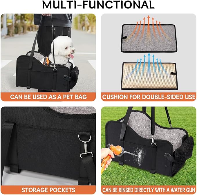 Center Console Dog Car Seat,Pet Puppy Car Seat,Middle Console Dog Armrest Booster Seat for Small Dogs(Black)