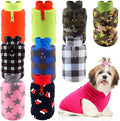 Reginary 10 Pack Large Dog Sweaters Fleece Pet Dog Clothes with Leash Ring Soft Warm Winter Puppy Plaid Shirt(Bright)