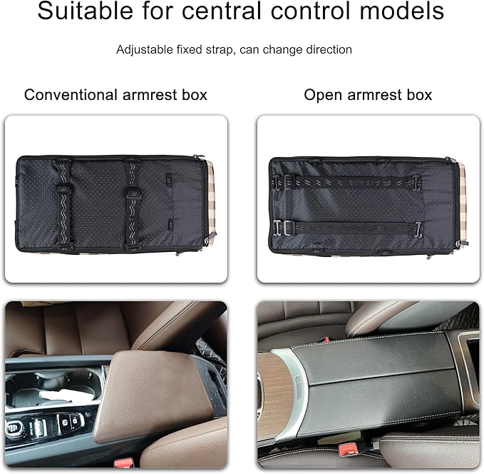 Pet Safety Booster Seat - Central Car Seat for Small Dogs & Cats | Removable & Washable Dog Travel Bed Bag | Adjustable Straps | Fits Car Console Armrests - Khaki