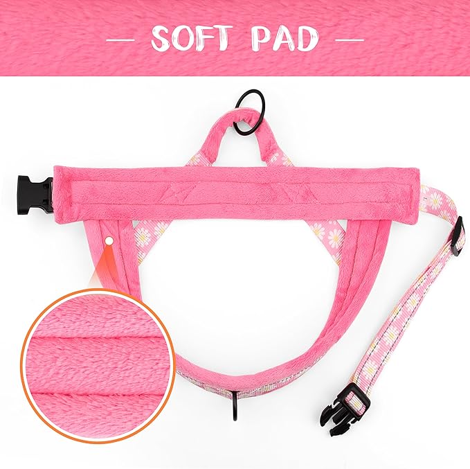 Didog No Pull Dog Harness with Soft Padded, Easy Walk Dog Harness with Quick Release Buckle, Adjustable & Reflective Pet Harness with Soft Padded for Medium Large Dogs (L:Chest 26-33", Pink)
