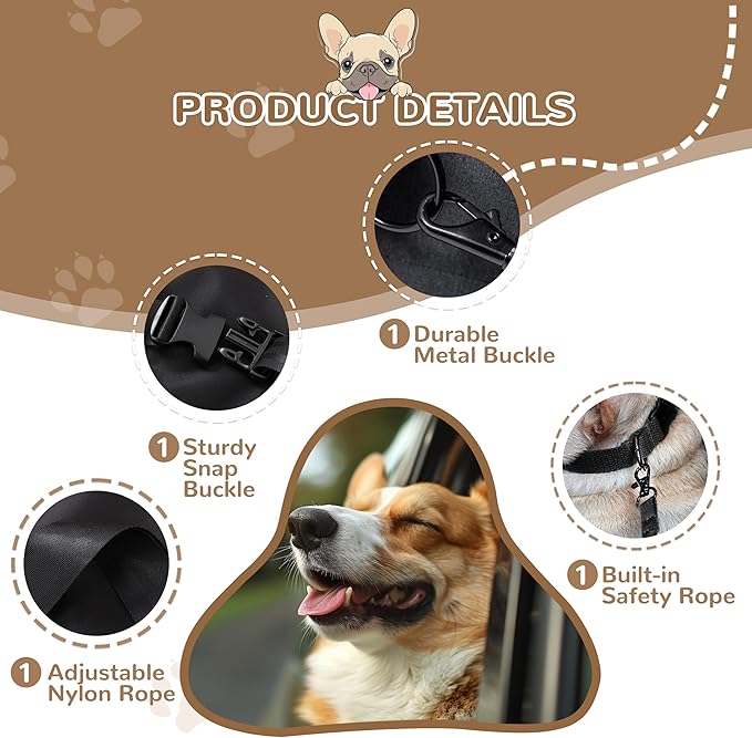 Dog Carrier for Medium Size Dogs Travel Carrier Bag for Dogs Cats Under 24 lbs Dog Car Seat Easy Installation Waterproof and Washable Dog Bag, Wear-Resistant, Moisture-Proof Black