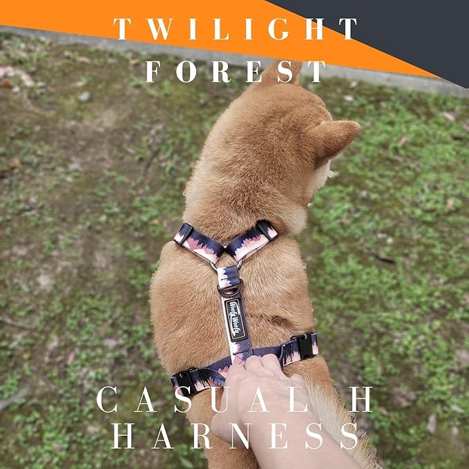 Casual H Dog Harness, No-Pull Pet Harness with 2 Leash Clips, Twilight Forest Gradiant Color, Adjustable Soft Padded Dog Vest for Small Medium Large Dogs (S)