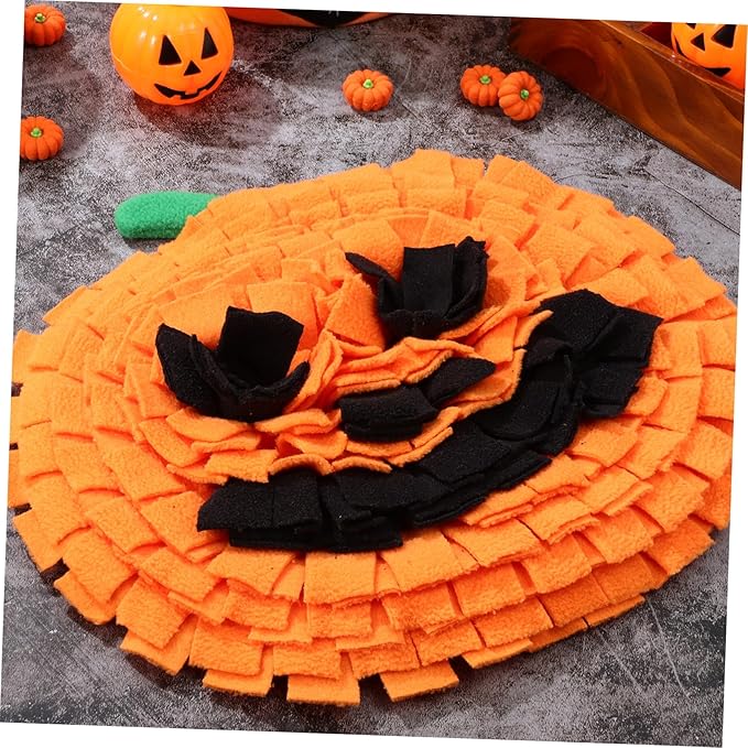 Dog Snuffle Mat Pumpkin Shape Sniffing Feeding Toy for Large Breeds Mental Reduces Stress Interactive Puzzle Mat for Dogs and Cats
