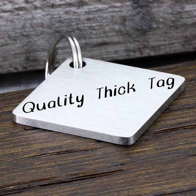 Ultra Joys Dog ID Tag, Custom Dog Tag Personalized Cat Tag, Pet ID Tag, Brushed Stainless Steel Diamond Dog Tag Silver Medium