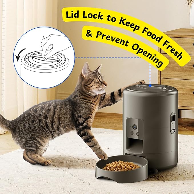 PeekABowl Smart Pet Feeder - Automatic & Interactive Feeder - Live Camera, 2-Way Audio, Feeding App, 2L Capacity - Cat & Dog