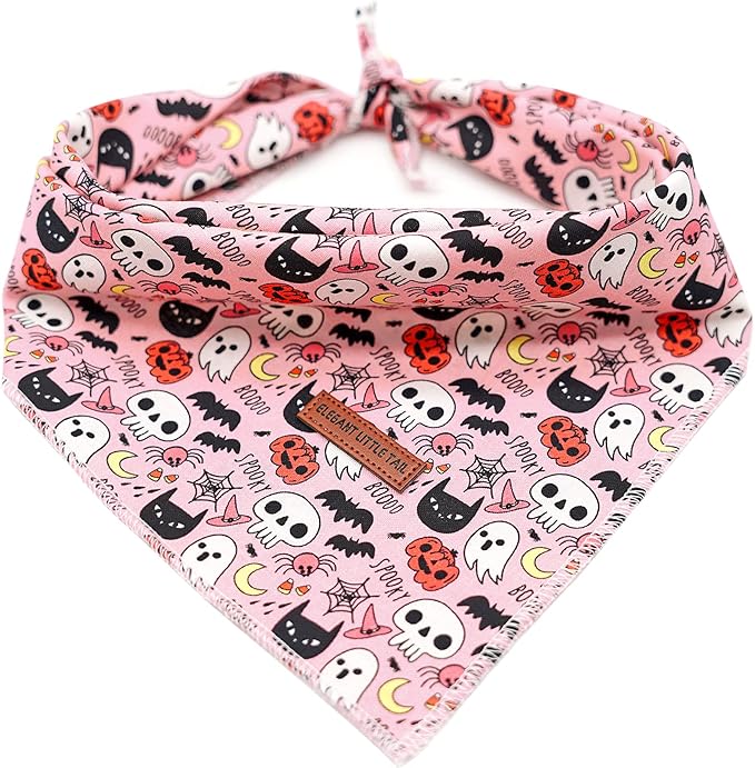 Elegant little tail Dog Bandana, Halloween Pumpkin Girl Boy Pet Bandanas for Small Medium Large Dogs Washable Square Puppy Scarf Adjustable Dog Kerchief