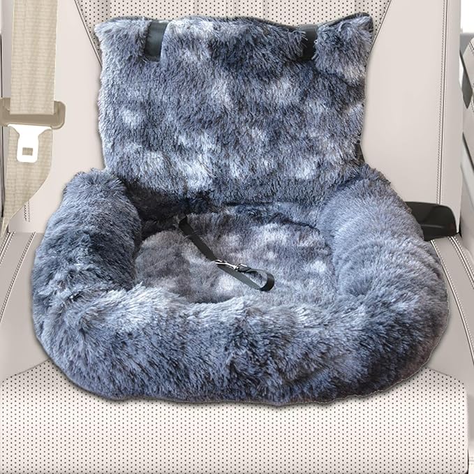 Dog Car Seat - Medium Dog Plush Car Seat | Washable Cushion Comfortable Travel Bed for Vehicle Truck Camping Adventures Vet Visit Daily Commuting Traveling