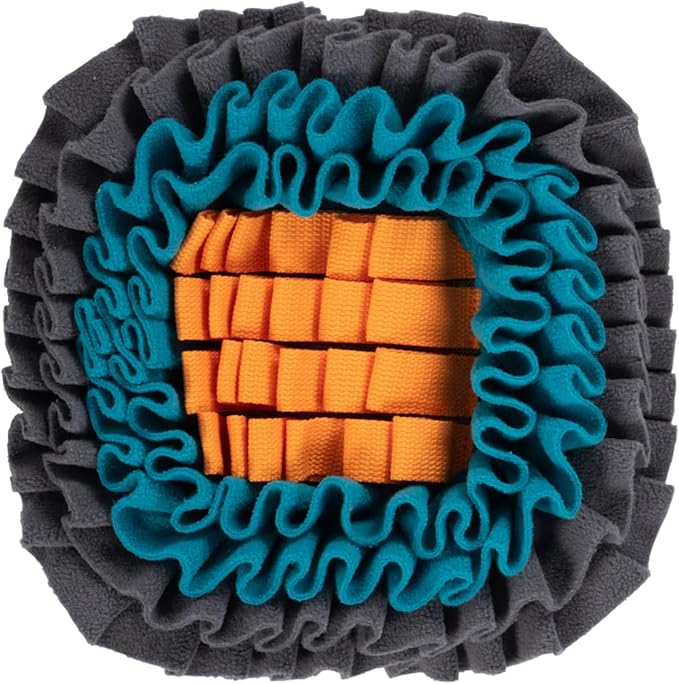 Messy Mutts Square Forage Mat with Suction Cups on Back for Stability | 11” x 11” Snuffle Mat Puzzle for Dogs | Stimulating Sniffing Interactive Puzzle for Dogs