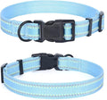 Mile High Life Reflective Dog Collar, Basic Dog Collars Adjustable Quick Release, Soft Nylon Pet Collar with Metal D-Ring for Small Medium Large Dogs (Blue, XS Neck9-13")