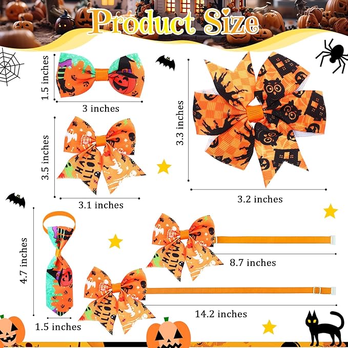 Talltalk 360 Pcs Valentines Day Dog Bow Ties Collars Set Adjustable St Patricks Day Dogs Neckties Grooming Supplies for Small Medium Large Easter Christmas Pet Cat Decoration(Pumpkin)