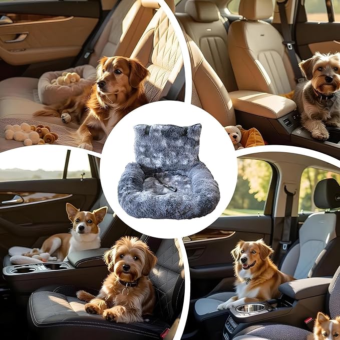 Dog Seat Car Plush – Sleek high-Performance Puppy Cushion, Functional, Non, Slip Travel Bed Pet, Traveling Camping Kitten Road Trip | Traveling Camping Kitten Road Versatile