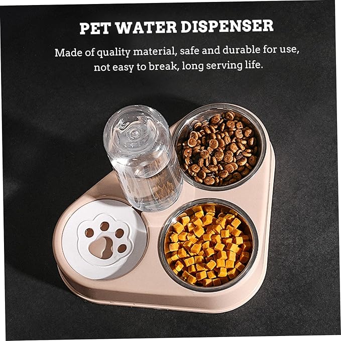 NOLITOY Pet Cat Dog Automatic Water Dispenser with Removable Stainless Steel Food Bowls Capacity Leak Design for Floors for Cats and Dogs