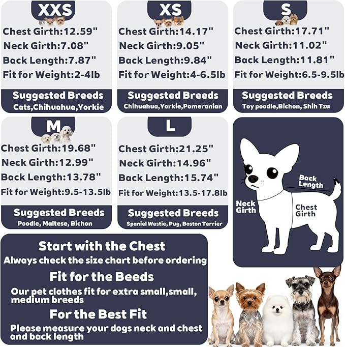 Dog Sweater for Small Dogs Fleece Dog Pjs Winter Warm Puppy Sweater Thermal Soft Stretchy Doggie XXS Doggie Clothes Outfits Cat Apparel (Navy Blue, XX-Small)
