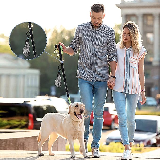 PuppyDoggy Dog Poop Bag Holder for Leash Waste Bag Carrier Dog Poop Bag Dispenser for Walking Running Bicycle Accessory 2 Pieces (Mixed Blue)