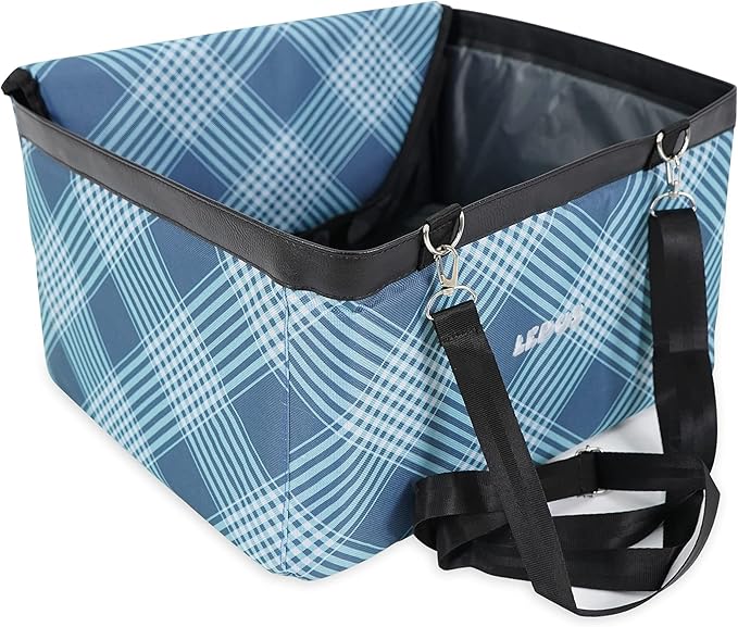 SUSSEXHOME Pets Water and Stain Proof Dog Car Seats for Small Dogs - 15.75 x 12.6 x 9.85 Inches Dog Booster Seat with Removable, Adjustable Fastening Straps - Light Blue
