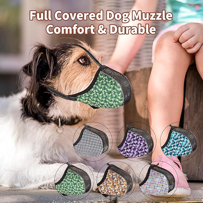 Dog Muzzle Medium Sized Dogs Anti Bite Bark Soft Air Mesh Muzzles Reflective Ajustable Full Coverage Dog Mouth Guard Cover for Grooming Scavenging Blue M