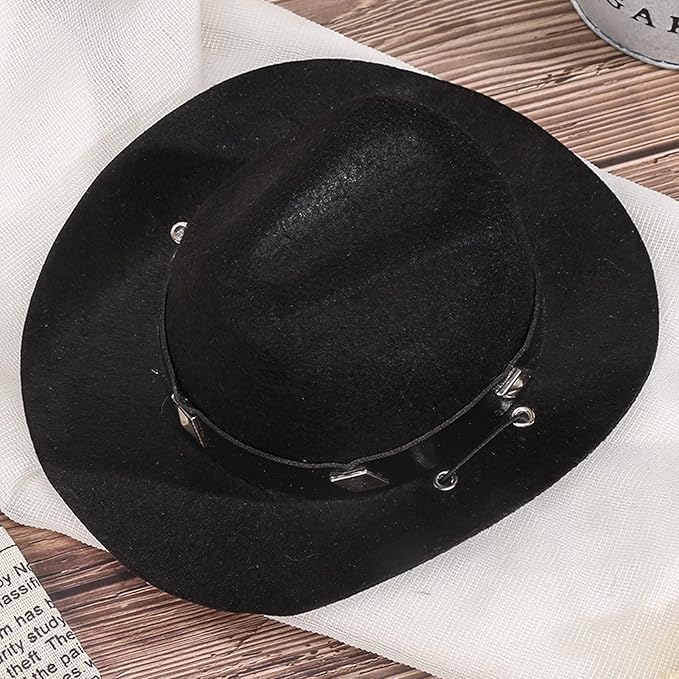 Dog Cowboy Hat and Bandana Scarf Dog Cat Sombrero Puppy Hat Dog Cat Costume Cosplay Cap Puppy Pet Dog Cat Holiday Pet Party Decoration (Black)