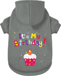 GreenJoy Dog Sweater Dog Hoodie Cold Weather Coat Hooded Sweatshirt for Puppies,Cats, Small Medium Large Dogs (Grey(It's My Birthday), X-Small)