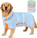 Glittme Dog Bathrobe for Drying Dogs, Super Absorbent Fleece Dog Towel Robe, Adjustable Dry Coat for Large Medium Small Dogs, Warm Pet Drying Vest for After Bath, Swimming, Muddy Walks & Car Travel