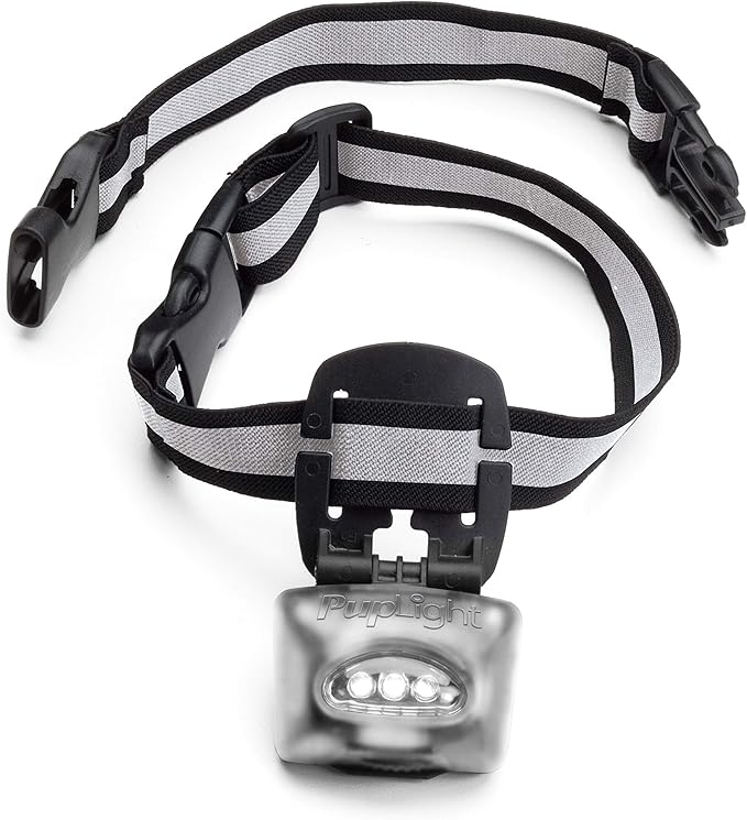 PupLight2 Twice as Bright with Reflective Dog Safety Collar, Black