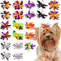 PET SHOW 20pcs/10pairs Curly Dog Hair Bows with Rubber Bands for Small Medium Dogs Spiral Puppy Swirl Topknot Cat Festival Hair Accessories Pet Favor Gift (Halloween Styles)