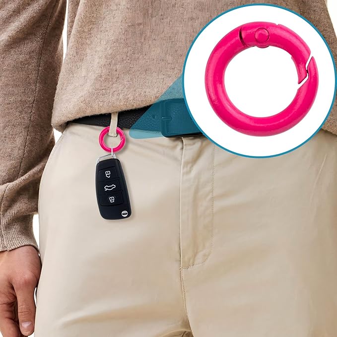 Spring O Rings,Round Spring Snap Keyring, Metal Carabiner Clips for Keychain Handbag Purse Dog