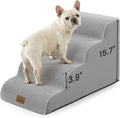 Dog Stairs for Small Dogs 15.7" H, 4-Step Sturdy Foam Dog Steps for Couch or Sofa, Curved Pet Stairs for Puppy and Older Cat, Doggie Ladder with Washable Cover, 15.7x28.3x15.7 inch, Gray