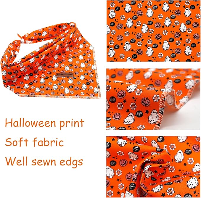Elegant Little Tail Fall Girl Boy Dog Bandana - Halloween Bib Scarf, Soft, Washable Square Scarf - Adjustable Dog Kerchief for Small, Medium, Large Dogs
