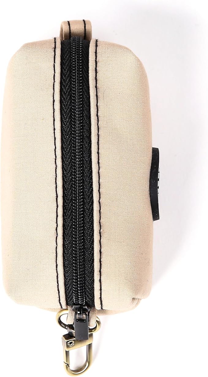 Organic Cotton Dog Poop Bag Holder for Leash Brass Hardware Waste Bag Dispenser Pet Waste Management Solution