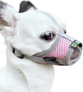 Extra Small Dog Muzzle XS for Grooming Barking Chewing, Barkless Soft Mesh Muzzles to Prevent Eating Poop Things,Best for Aggressive Dogs (Grey-Pink)
