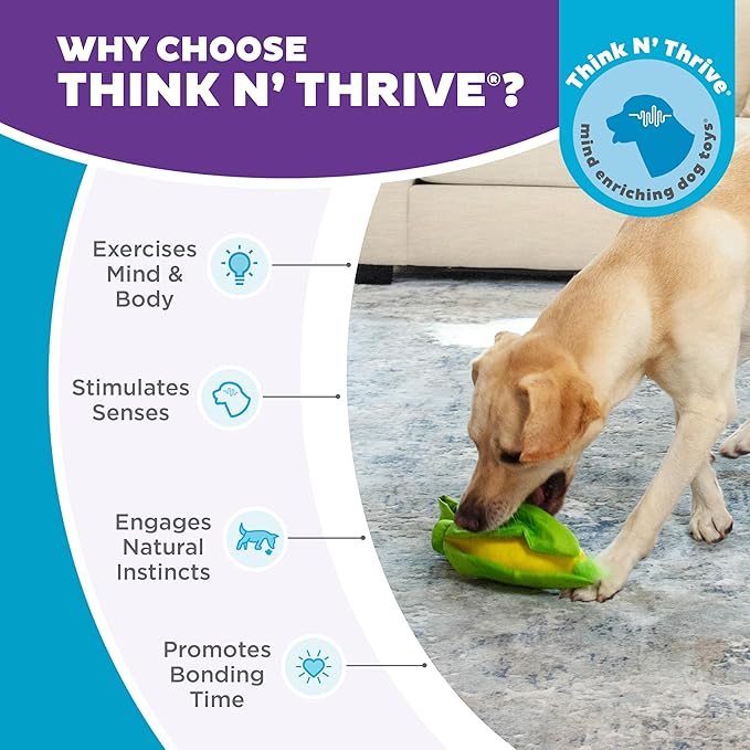 Outward Hound by Nina Ottosson Hide N' Find Interactive Plush Dog Puzzle, Durable Dog Toy, Plush Enrichment Toys, Corn, Multicolored