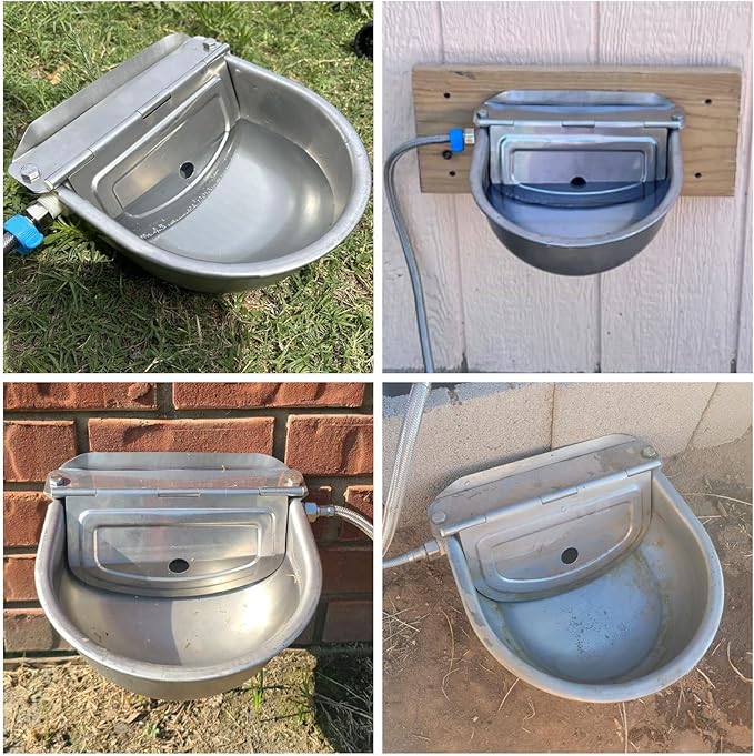 Automatic Water Dispenser for Dogs, Automatic Dog Water Bowl with Float Valve, 304 Stainless Steel Auto Fill Dog Water Bowl Outdoor Dispenser for Livestock, Chicken, Cow, Horse