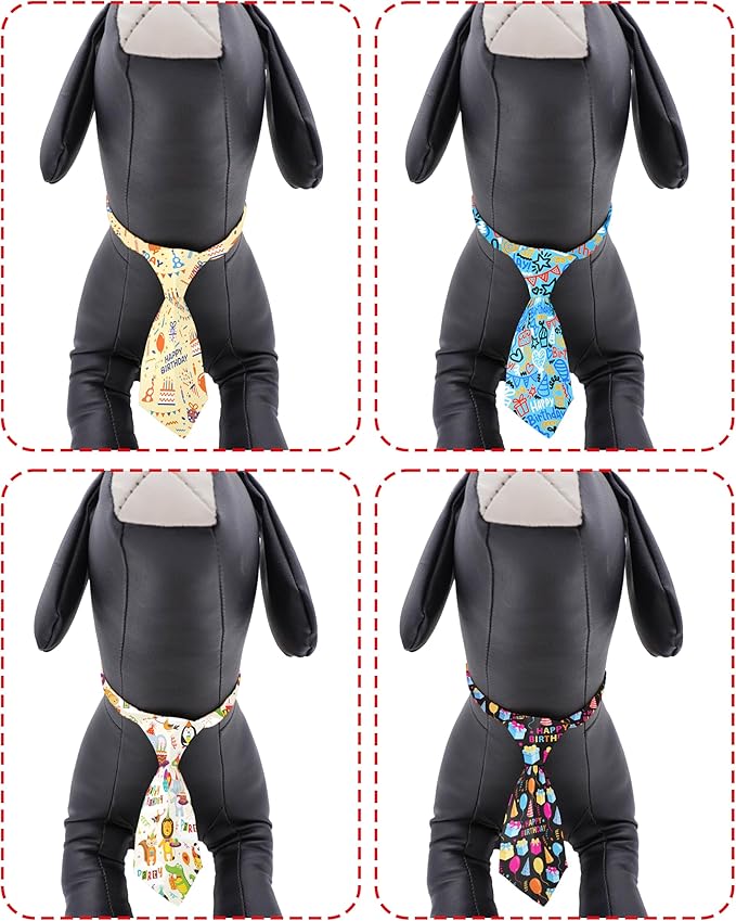 PET SHOW 10 Pack Happy Birthday Small Dog Ties Neckties for Doggies Cats Balloon Cake Neck Ties Bowties Girl Boy Pets Puppy Adjustable Holiday Costume Grooming Accessories Party Gift Favor