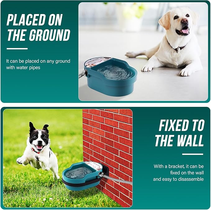 Automatic Heated Dog Water Bowl Outdoor Large Breed Heated Water Bowl for Cats Dogs with Chew-Resistant Cord Auto Fill Wall Mounted Pet Thermal Heated Water Bowl Dog Water Dispenser